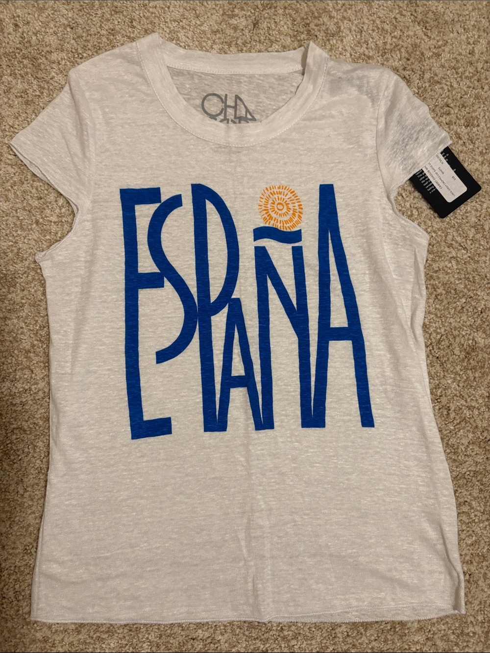 Chaser White Short Sleeve 'España' Graphic Tee Size Small NWT - Spain 🇪🇸